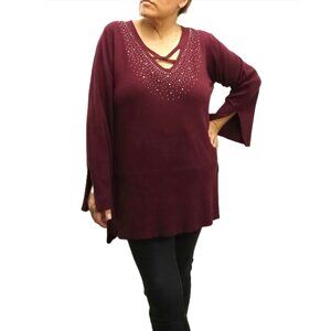 LIQUID by Sioni V-neck Sweater. Plus Size 1X